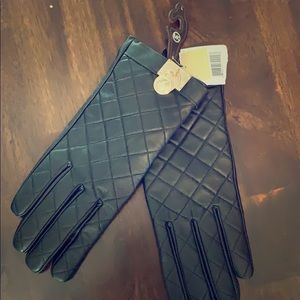 Michael Kors black gloves w gold hardware detail